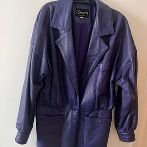 Vintage 80s Leather Purple Blazer By Siena New York I Deep Purple I Size XS I